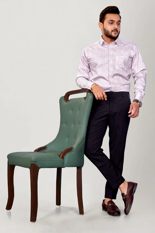 Men Peony Pink Printed Premium Cotton Shirt