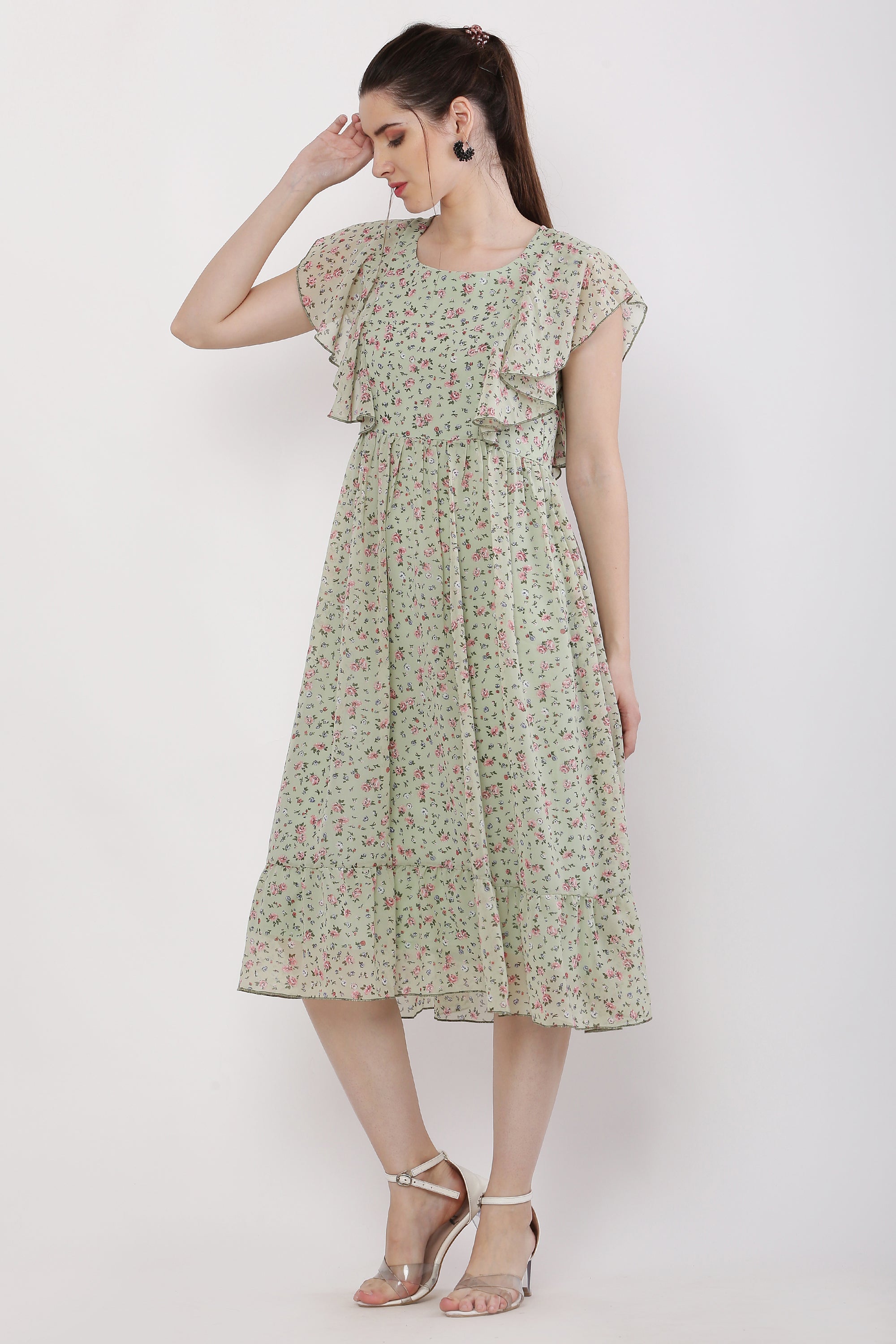 Women Olive Green Midi Dress