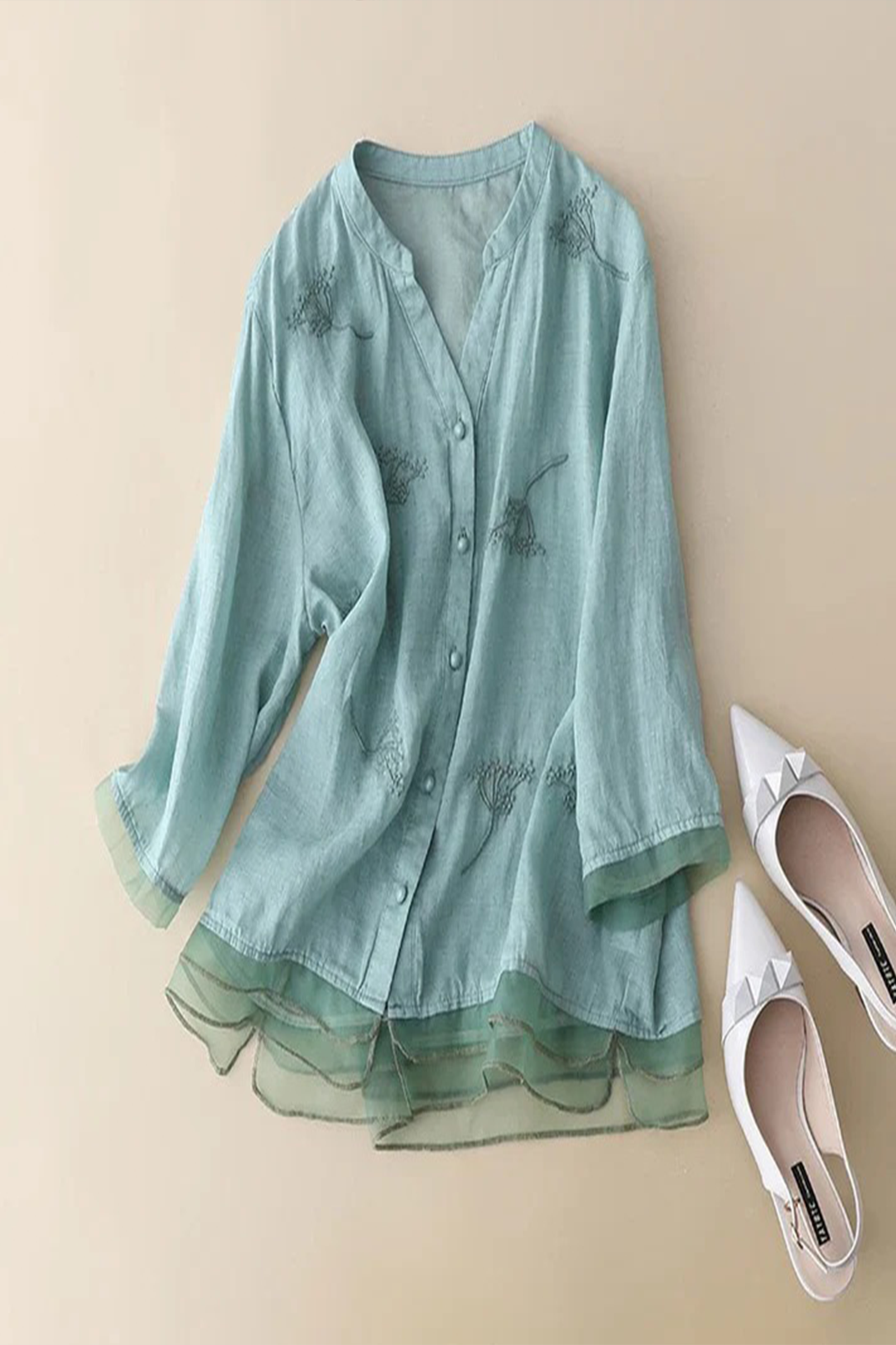 Pure Cotton Embroidered Elegant Top