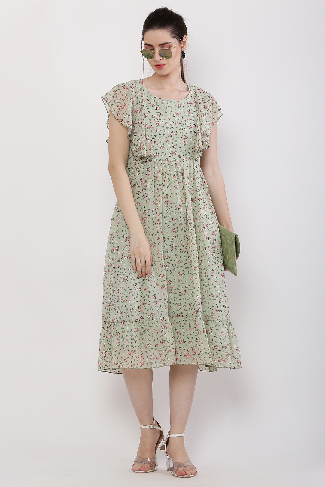 Women Olive Green Midi Dress