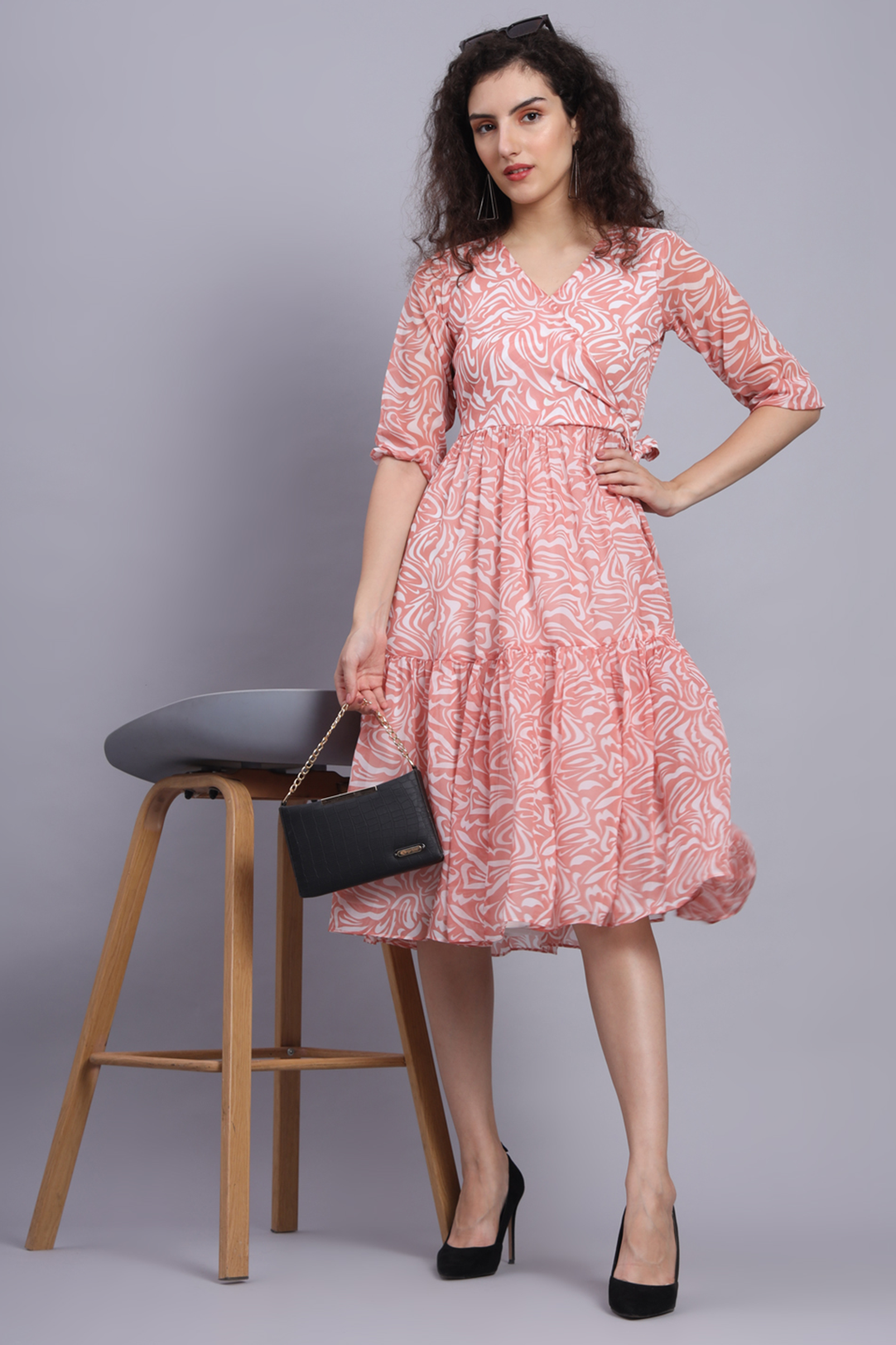 Women Fit and Flare Pink Dress