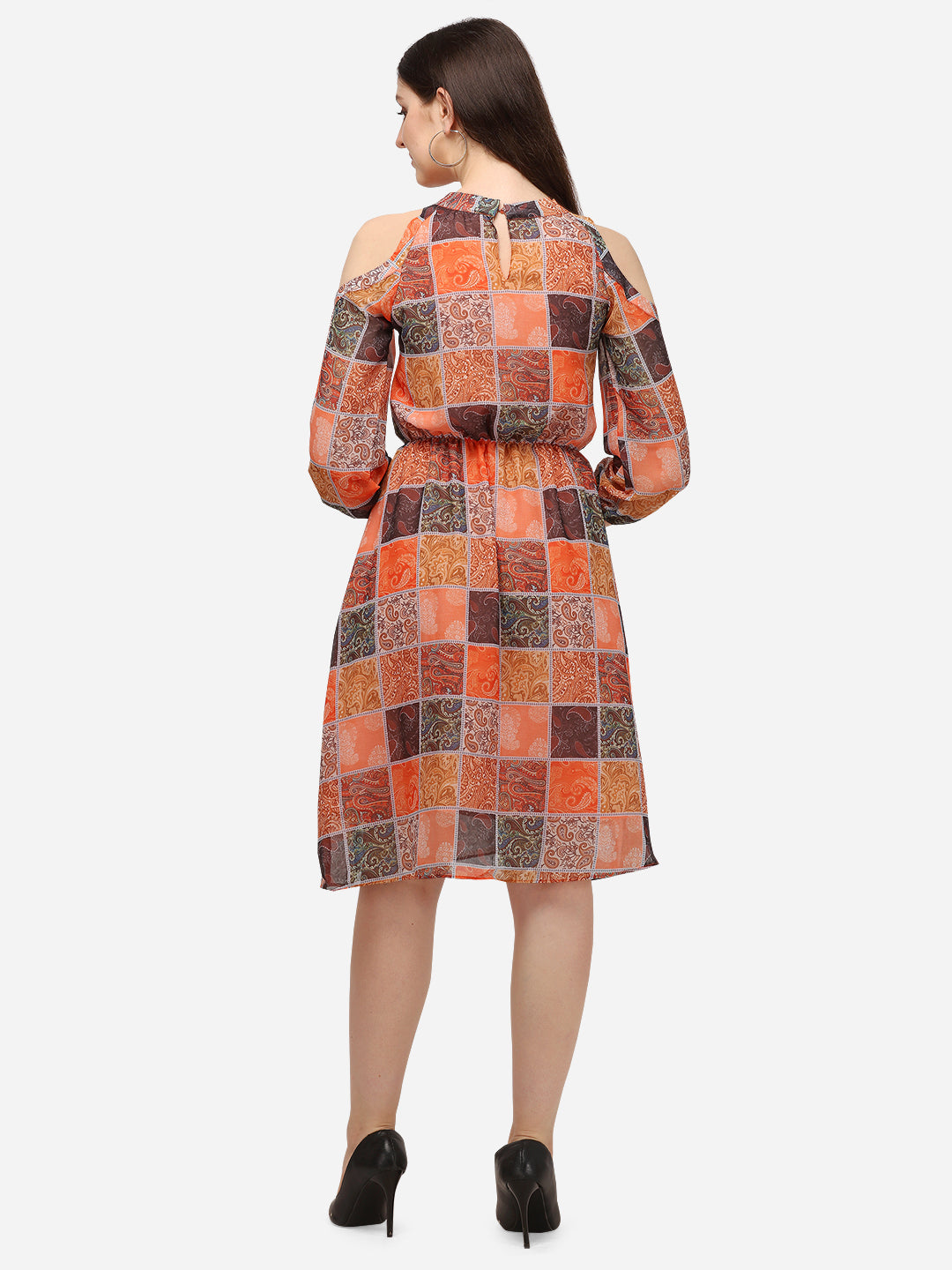 Women Blaze Orange Midi Dress