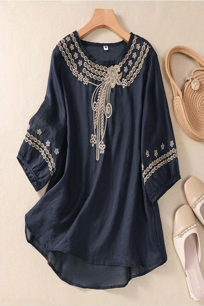 Pure Cotton Neck Embroidered Top