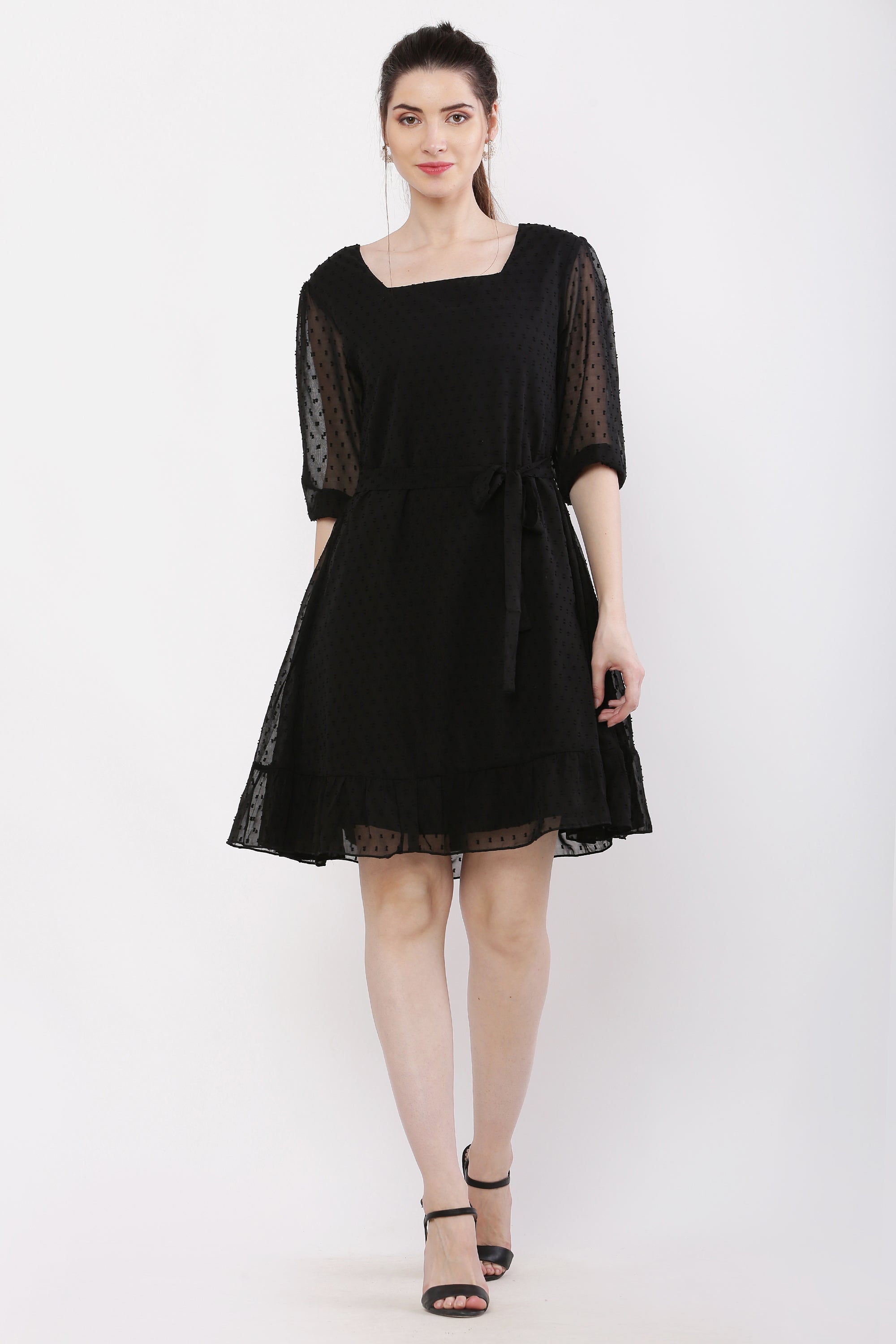 Women Raven Black Midi Dress