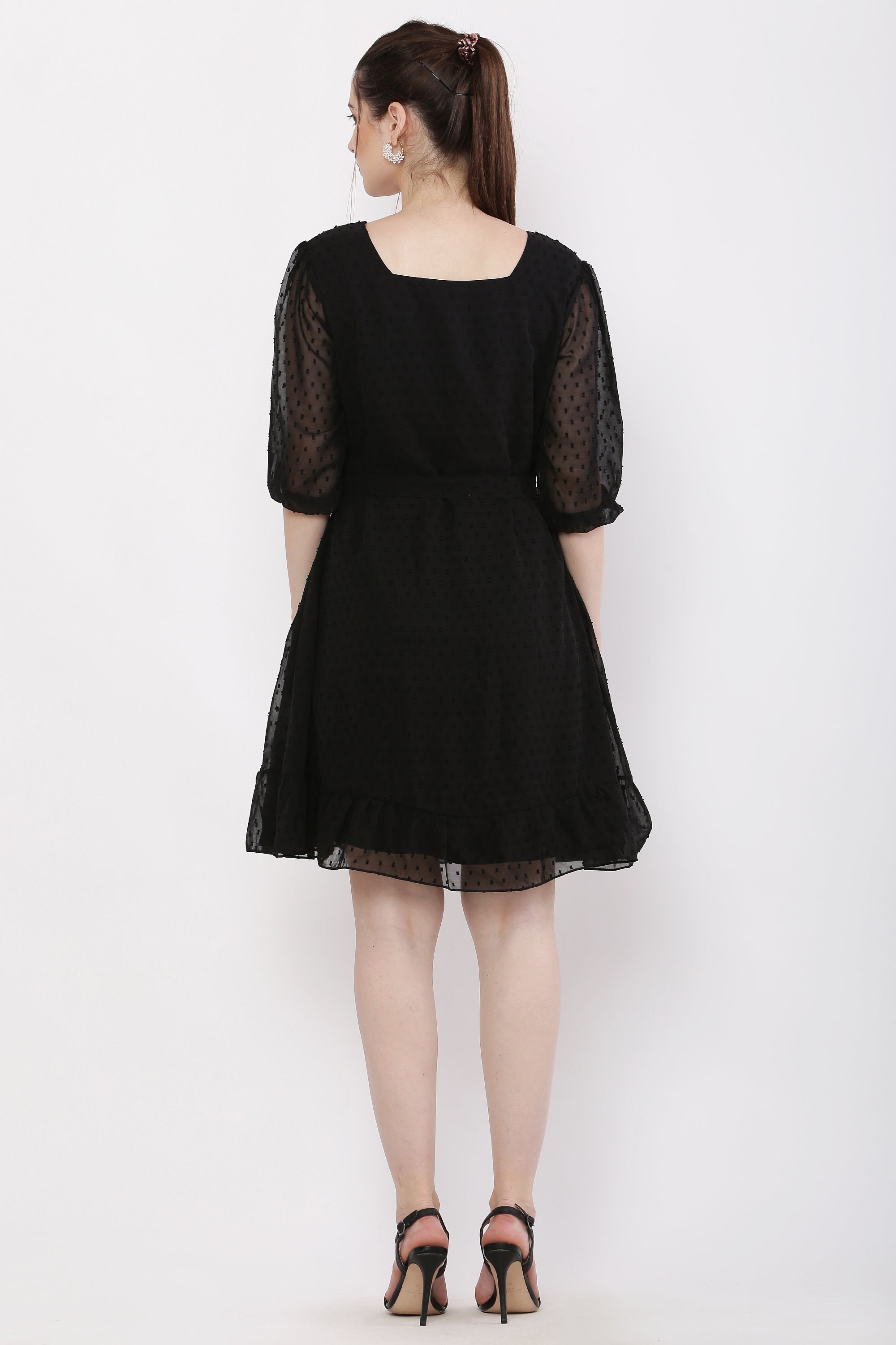 Women Raven Black Midi Dress