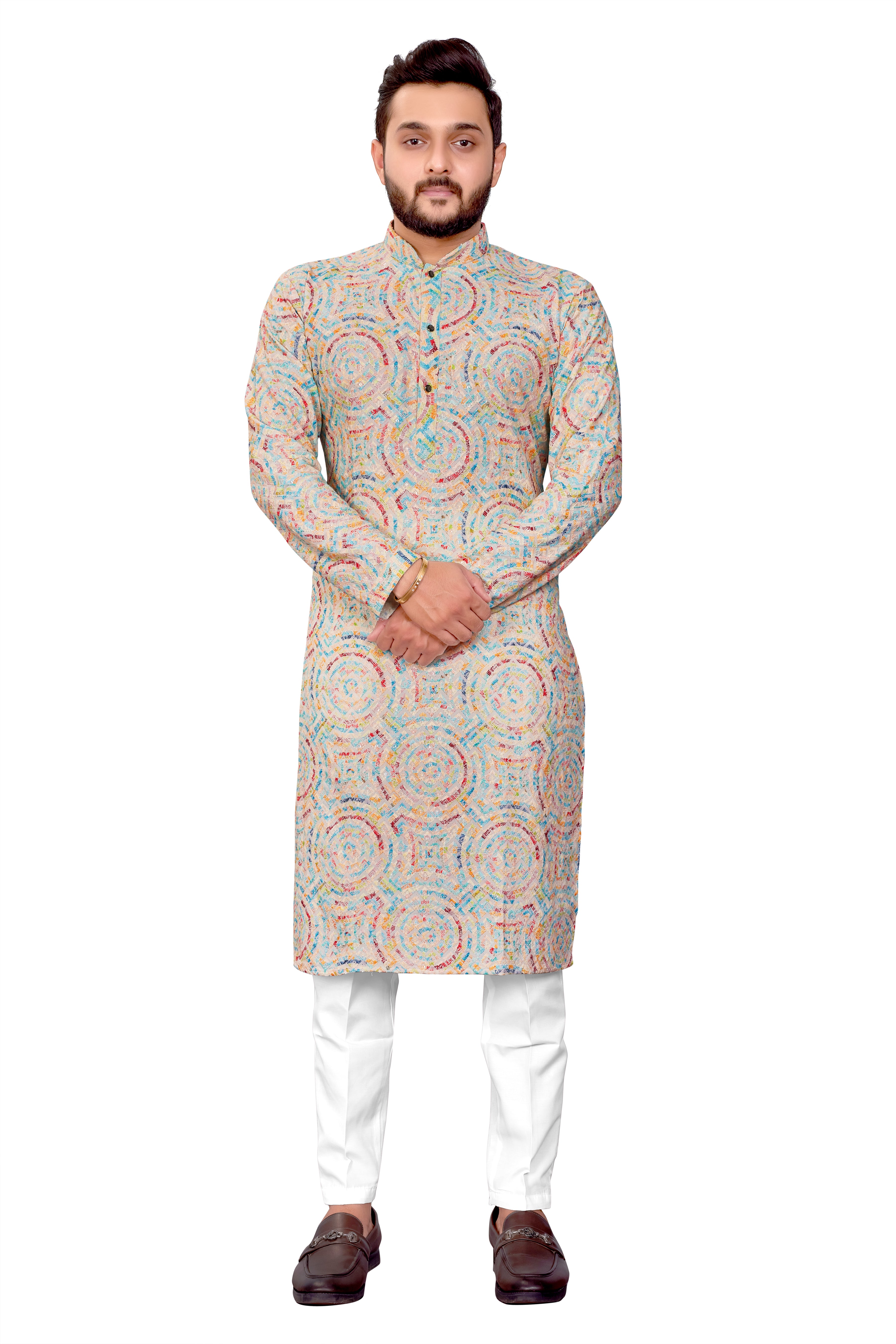 Men Embroidered Cotton Kurta