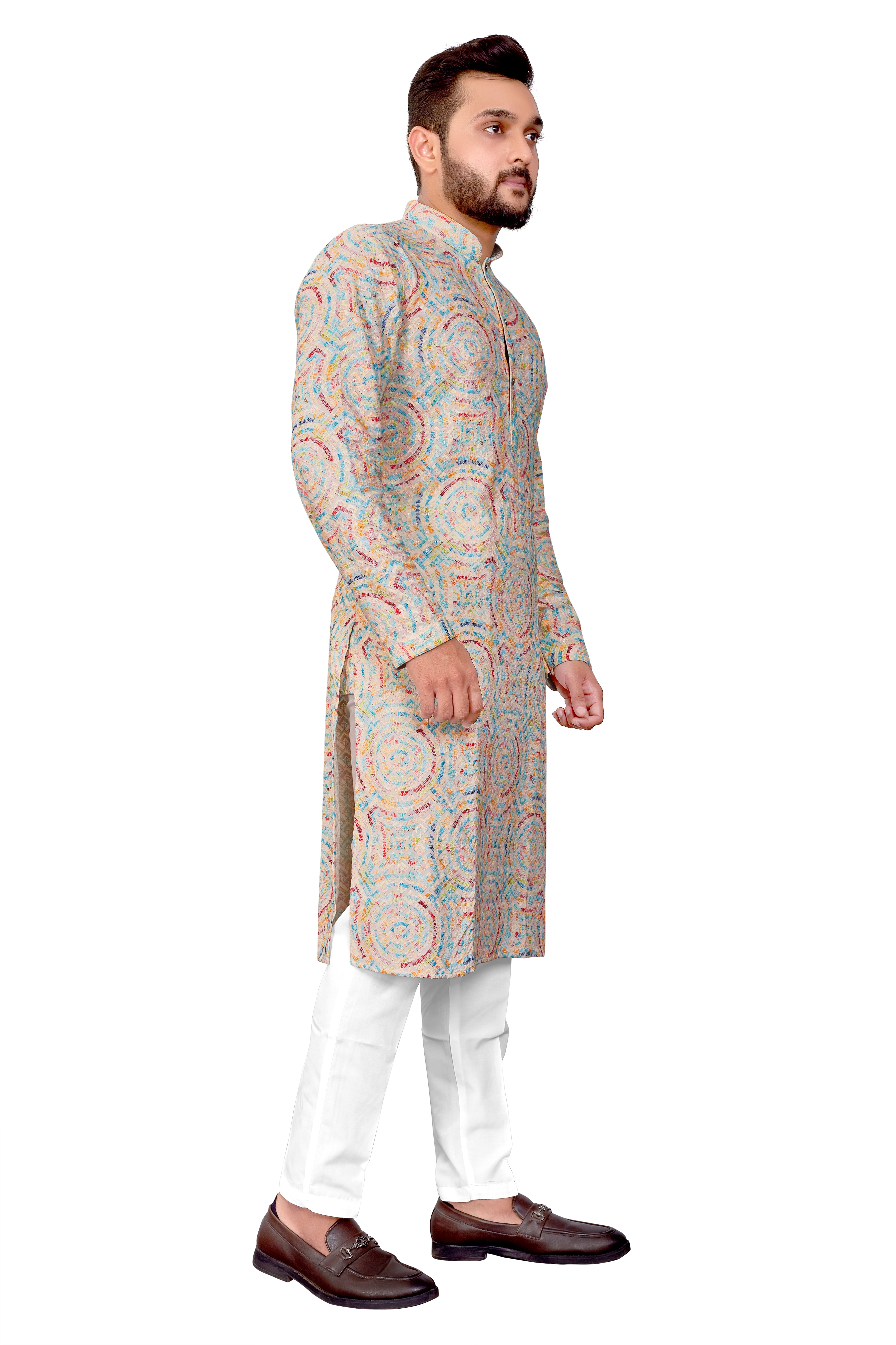 Men Embroidered Cotton Kurta