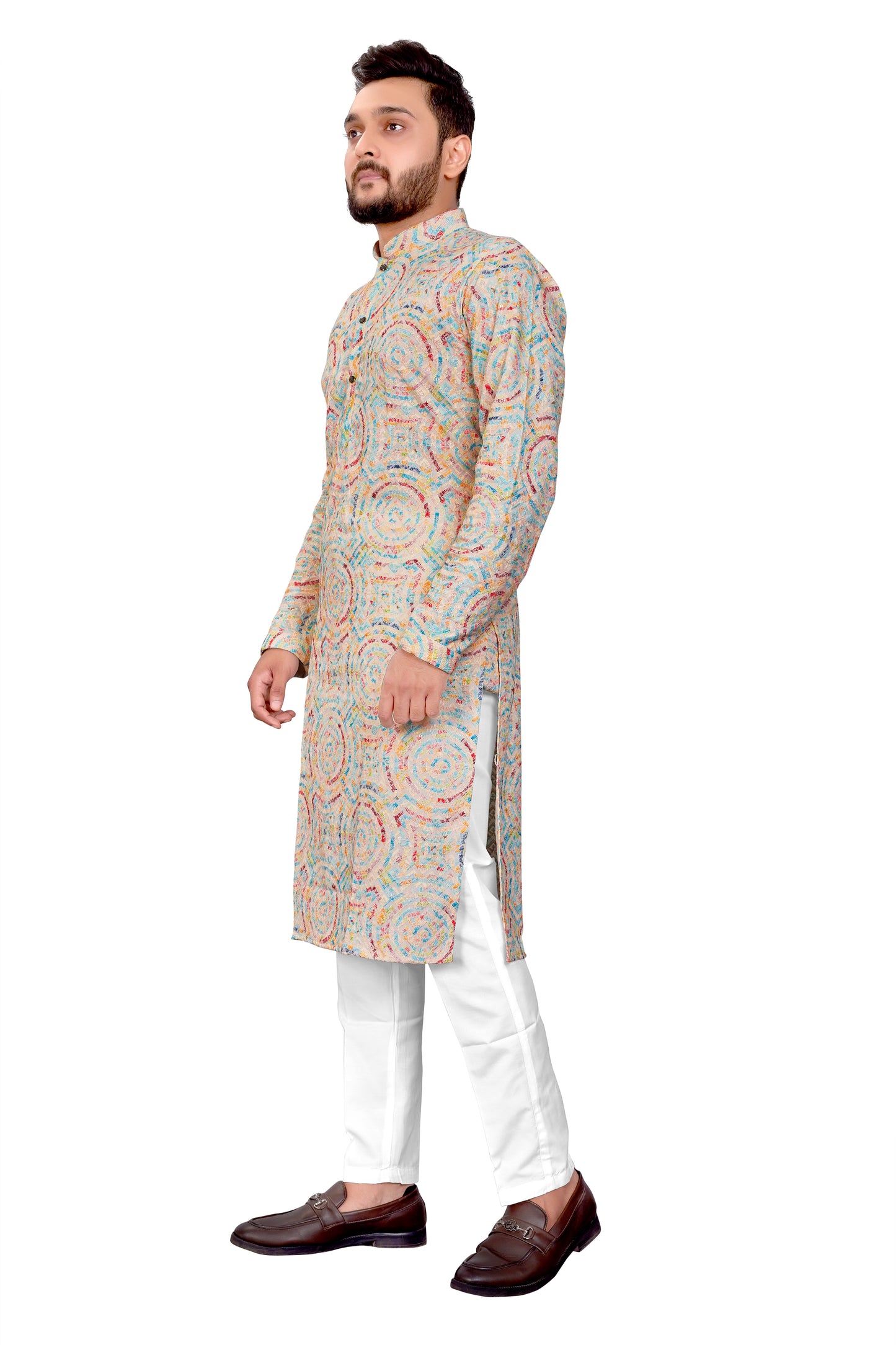 Men Embroidered Cotton Kurta