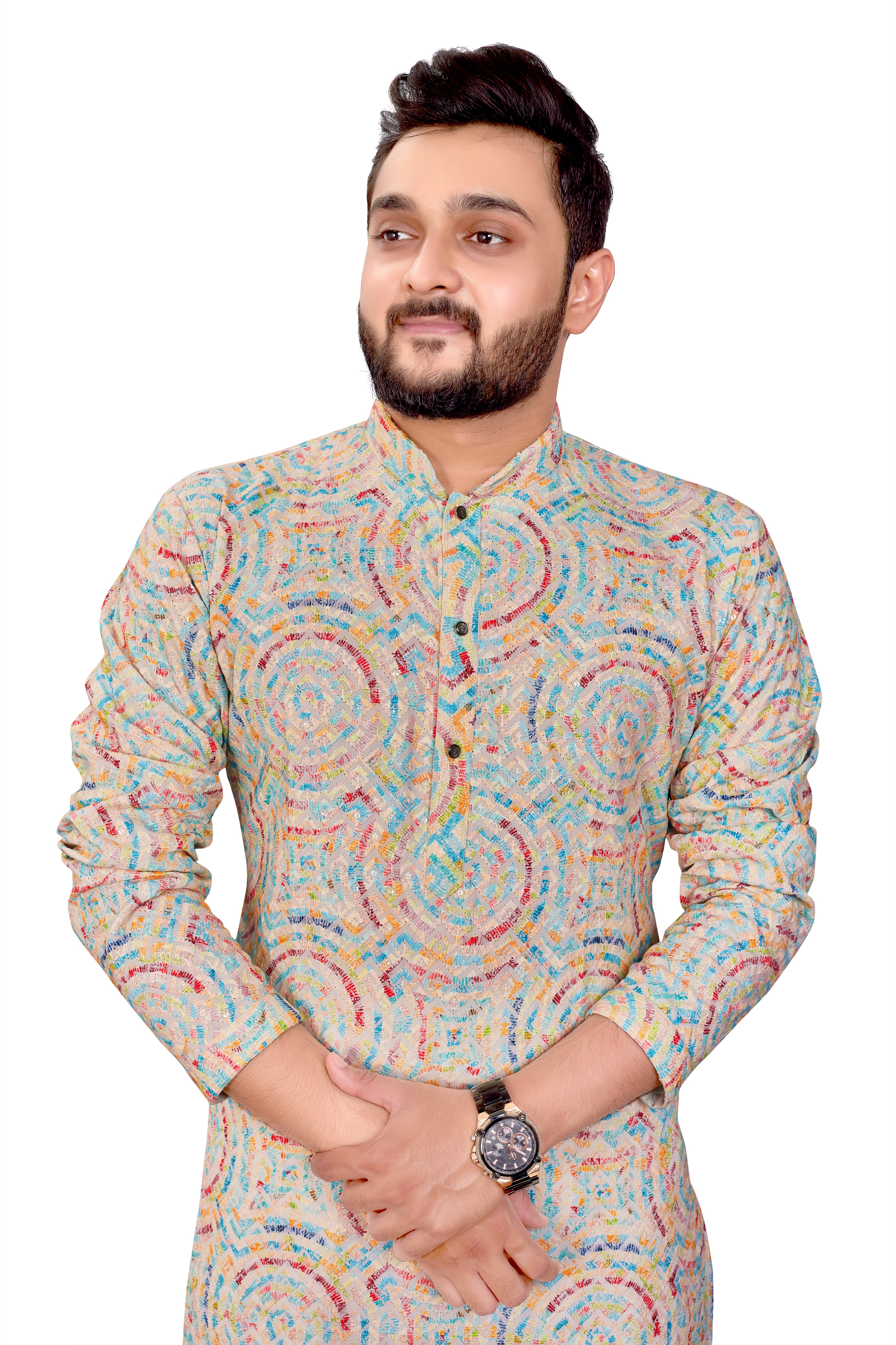 Men Embroidered Cotton Kurta