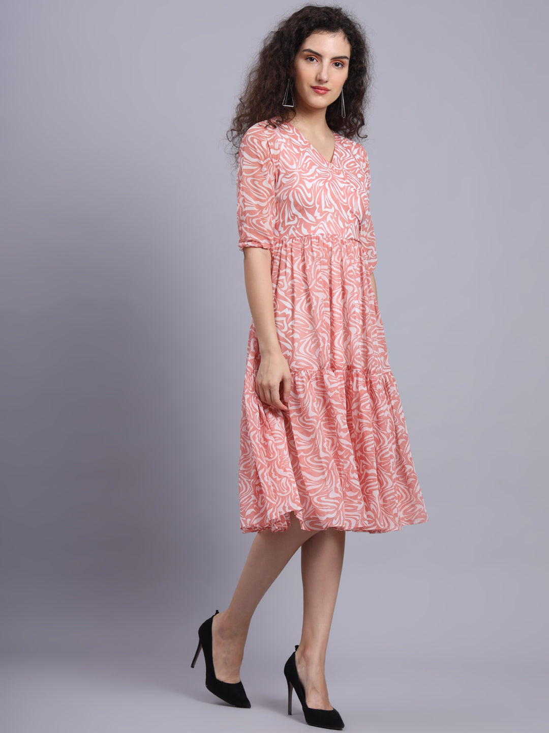 Women Fit and Flare Pink Dress